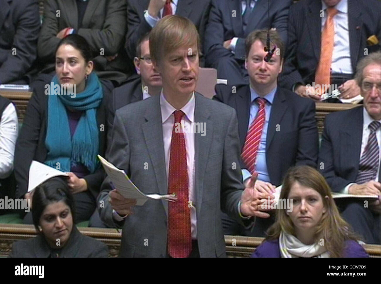 Labour MP for East Ham, Stephen Timms asks a question during Prime Minister's Questions in the House of Commons, London. Stock Photo
