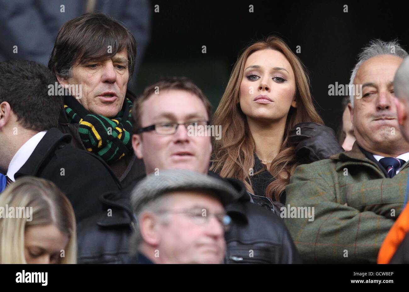 Rugby Union - Investec Perpetual Series 2010 - England v Samoa - Twickenham Stadium. England's Ben Foden's girlfriend Una healy from the pop band The Saturdays watches from the stand Stock Photo