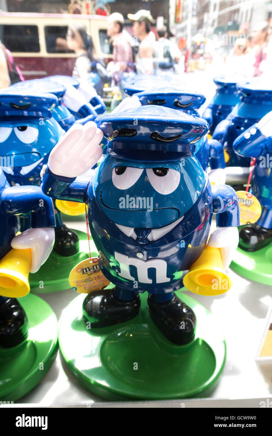 Policeman Blue M&M Dispensers, M&M's World Store, Times Square, NYC Stock Photo
