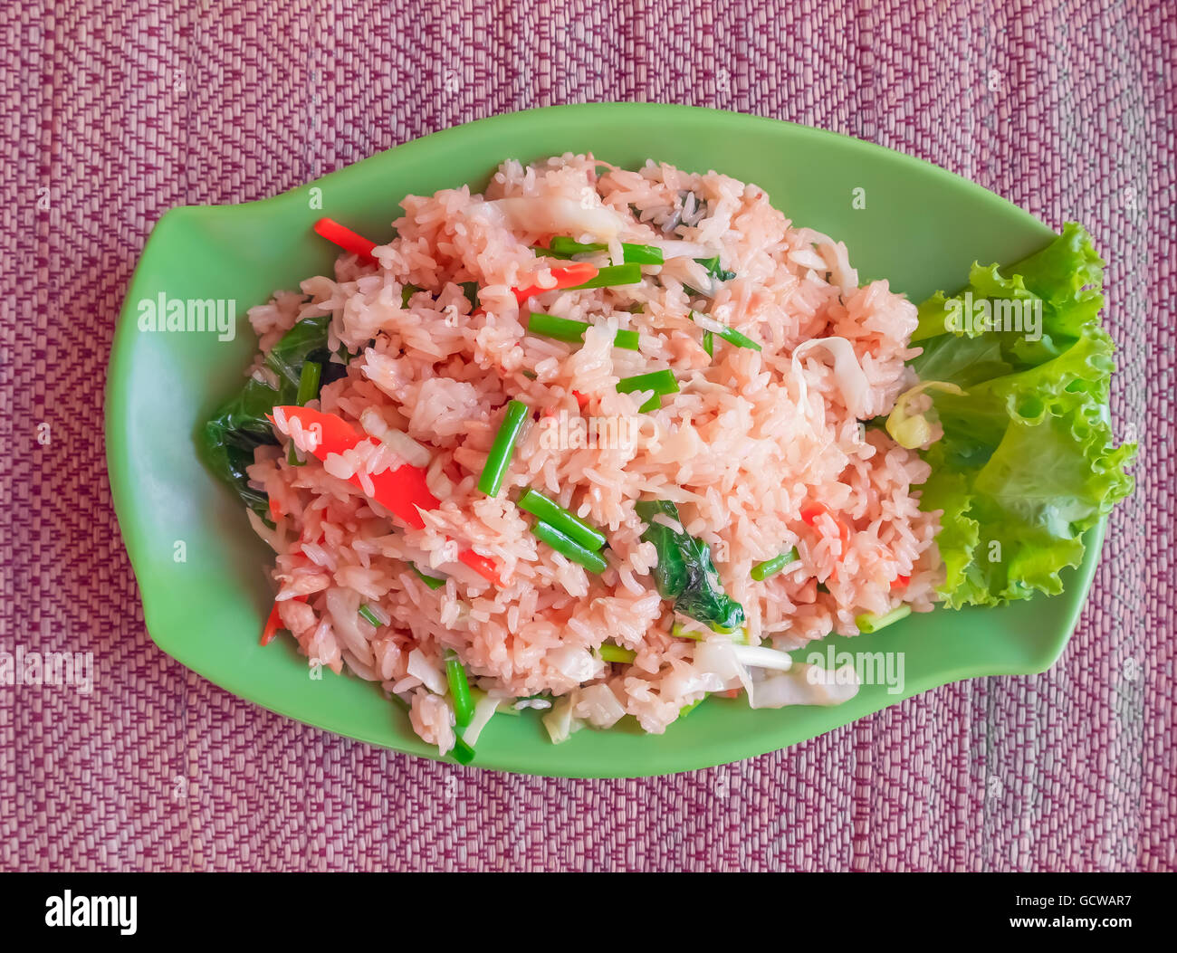 Fried rice with vegetables. Most popular food in Southeast Asia. Healthy vegetarian asian meal. Stock Photo