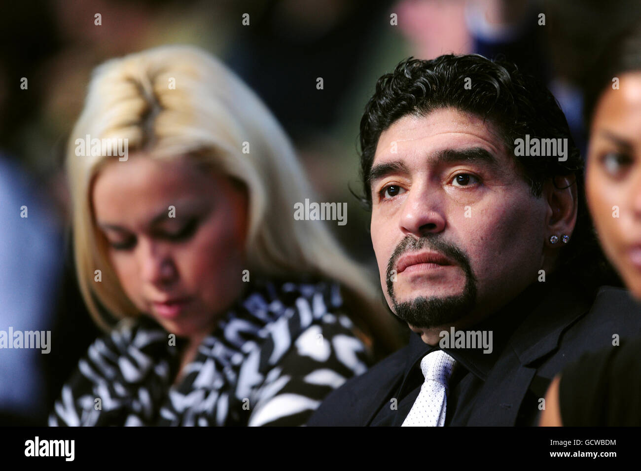 Tennis - Barclays ATP World Tennis Tour Finals - Day Eight - O2 Arena. Diego Maradona watches the action Stock Photo