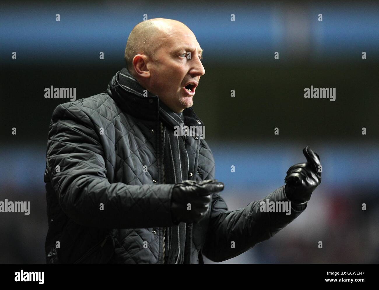 Soccer - Barclays Premier League - Aston Villa v Blackpool - Villa Park. Blackpool manager Ian Holloway on the touchline. Stock Photo
