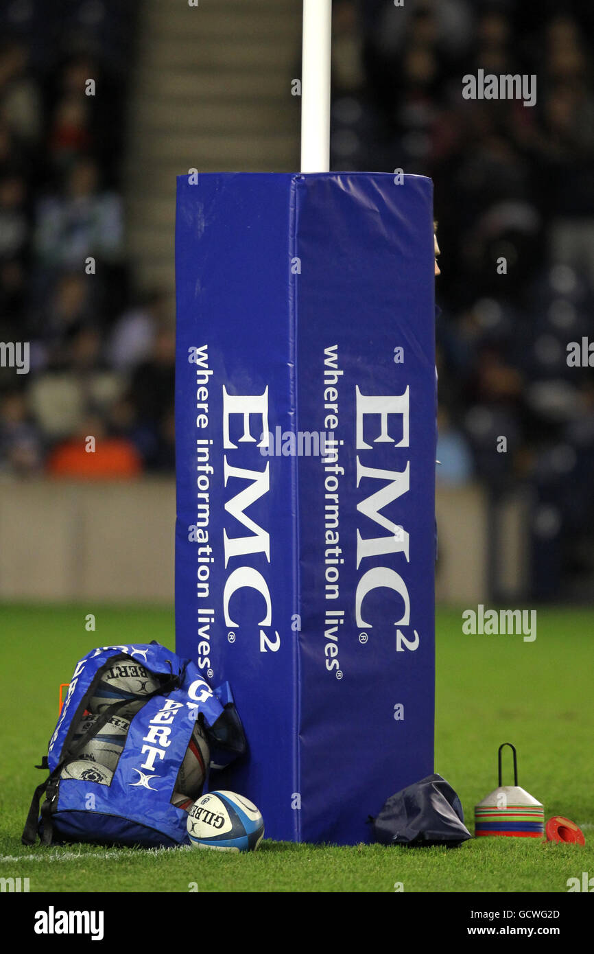 General view of EMC branded advertising at Murrayfield Stock Photo