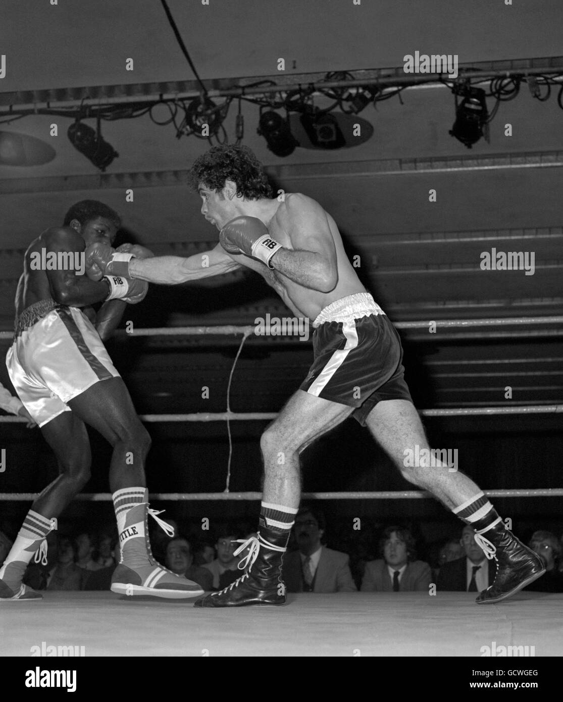 Steve Early, right, in action against Clinton McKenzie. Stock Photo