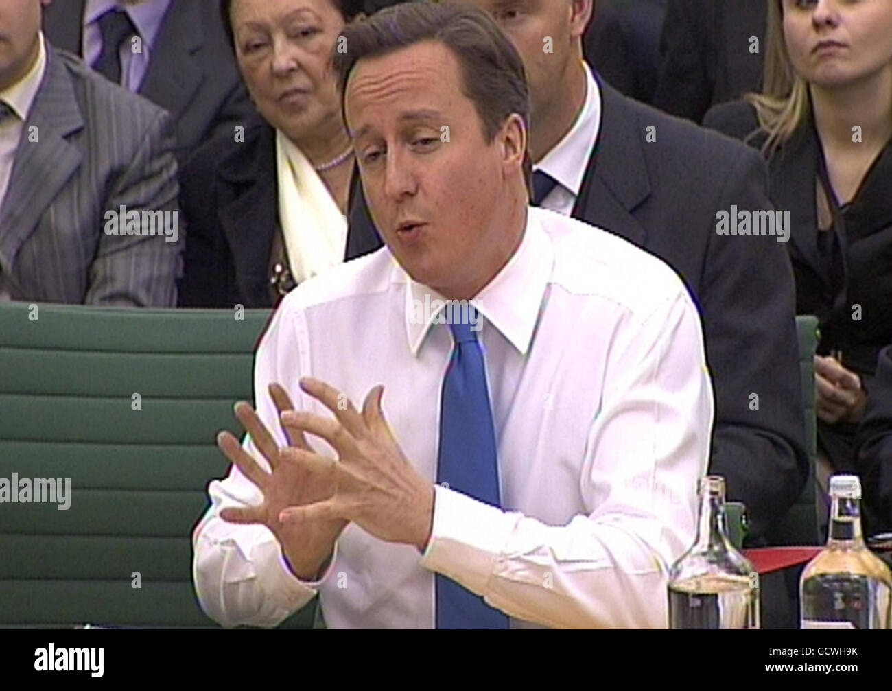 Prime Minister David Cameron speaks at the Liaison Committee at the House of Commons, London. Stock Photo