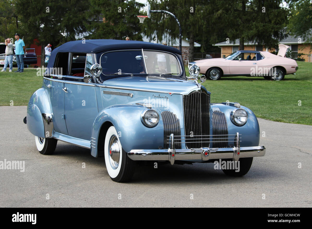 Auto- 1940 Packard One Twenty. Blue. Convertible. Beavercreek Popcorn Festival. Beavercreek, Dayton, Ohio, USA. Stock Photo