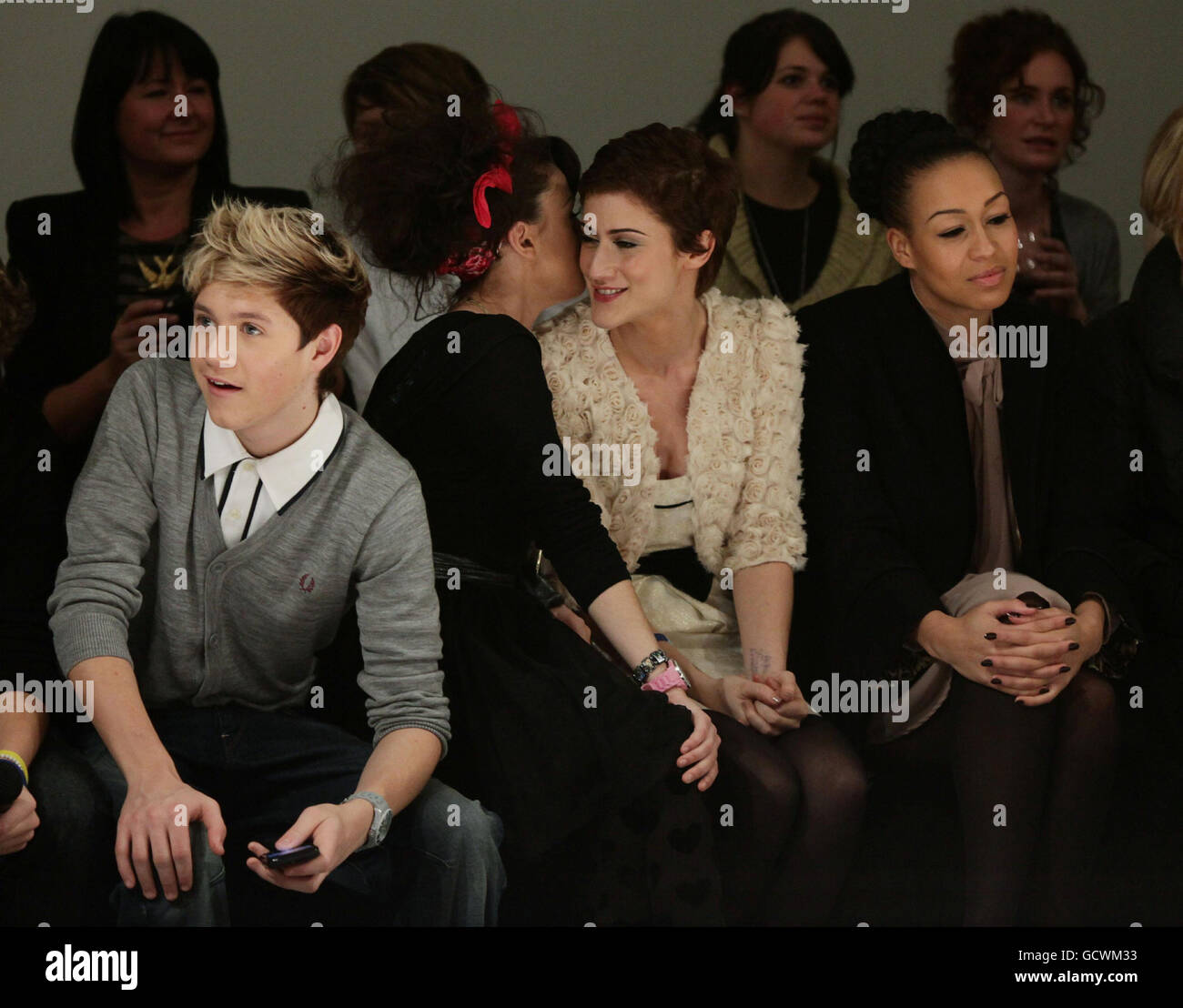 left to right) Niall of One Direction, Cher Lloyd, Katie Waissel and  Rebecca Ferguson on the front row for the Very.co.uk Christmas Catwalk  Show, held at Victoria House in Bloomsbury, central London