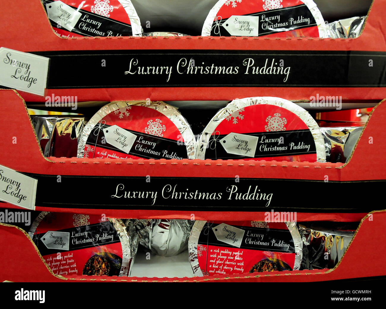 A general view of luxury christmas puddings in lidl supermarket hires