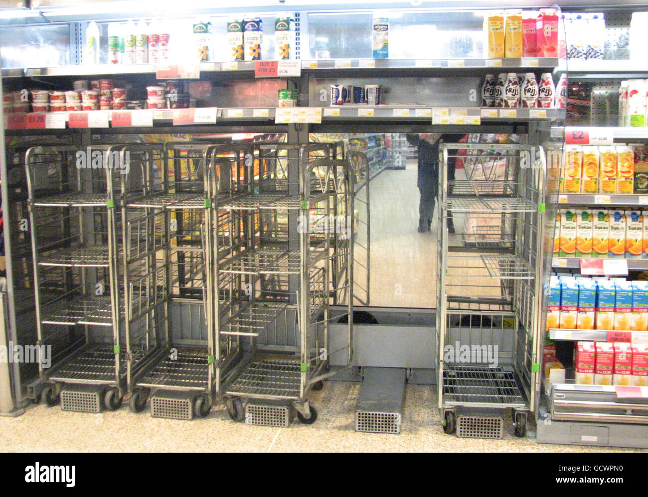 Empty shelves at a COOP store. Empty shelves at a COOP store in Denny