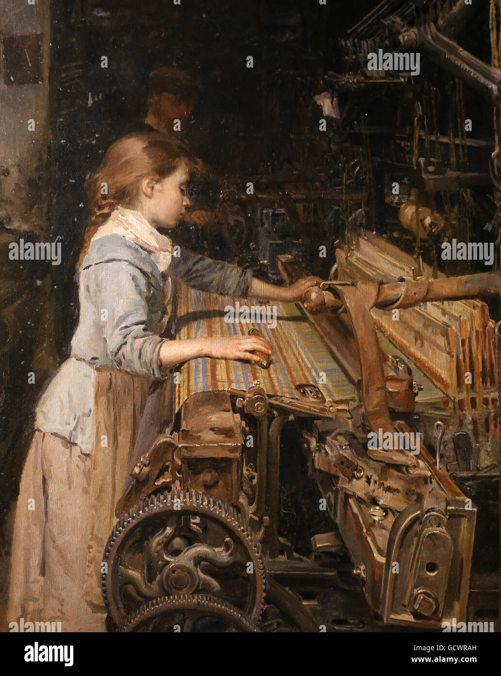 The working girl by Joan Planella, 1885. Museum of the History of Catalonia, Barcelona. Spain. Stock Photo
