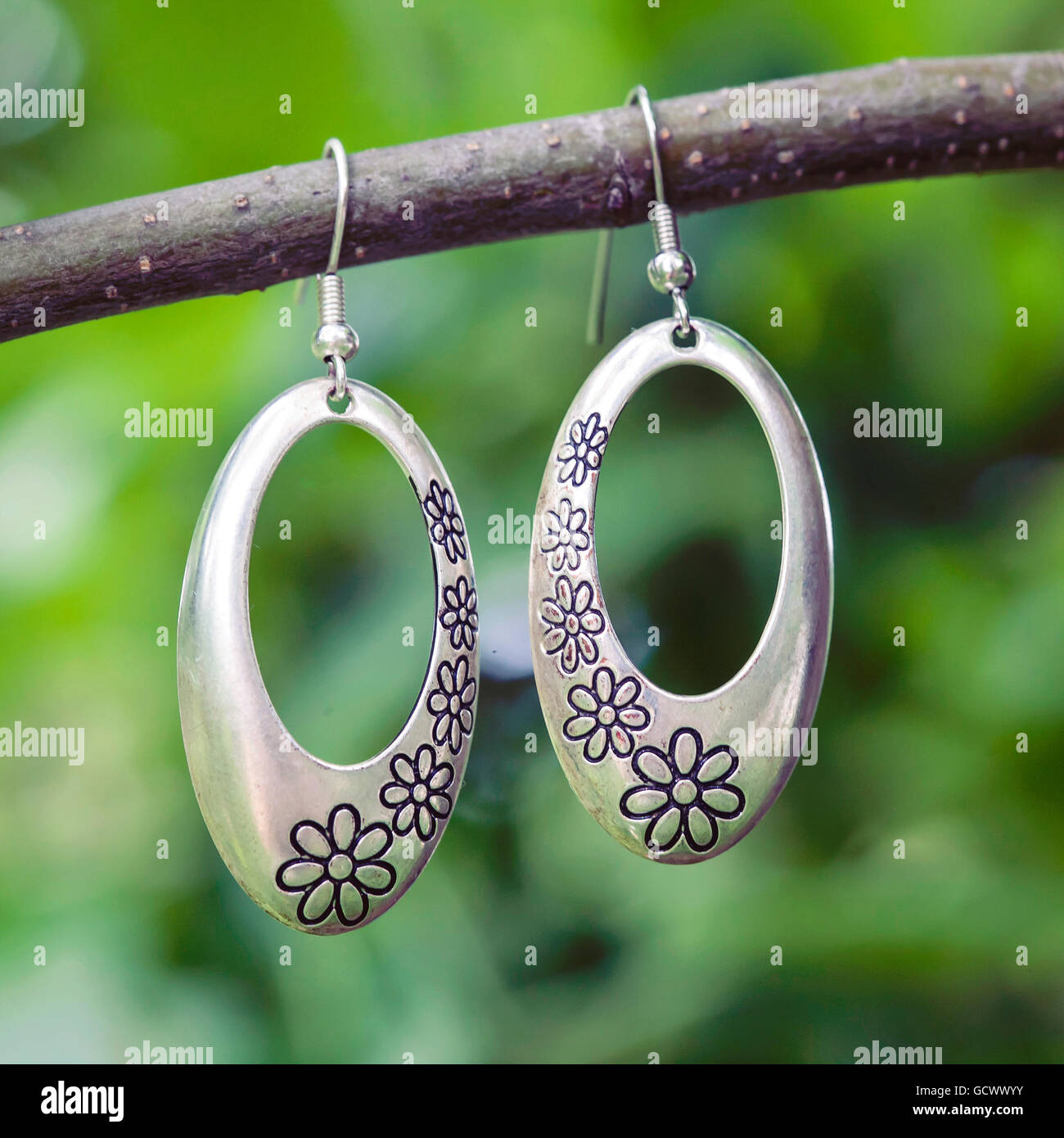 beautiful silver earring Stock Photo