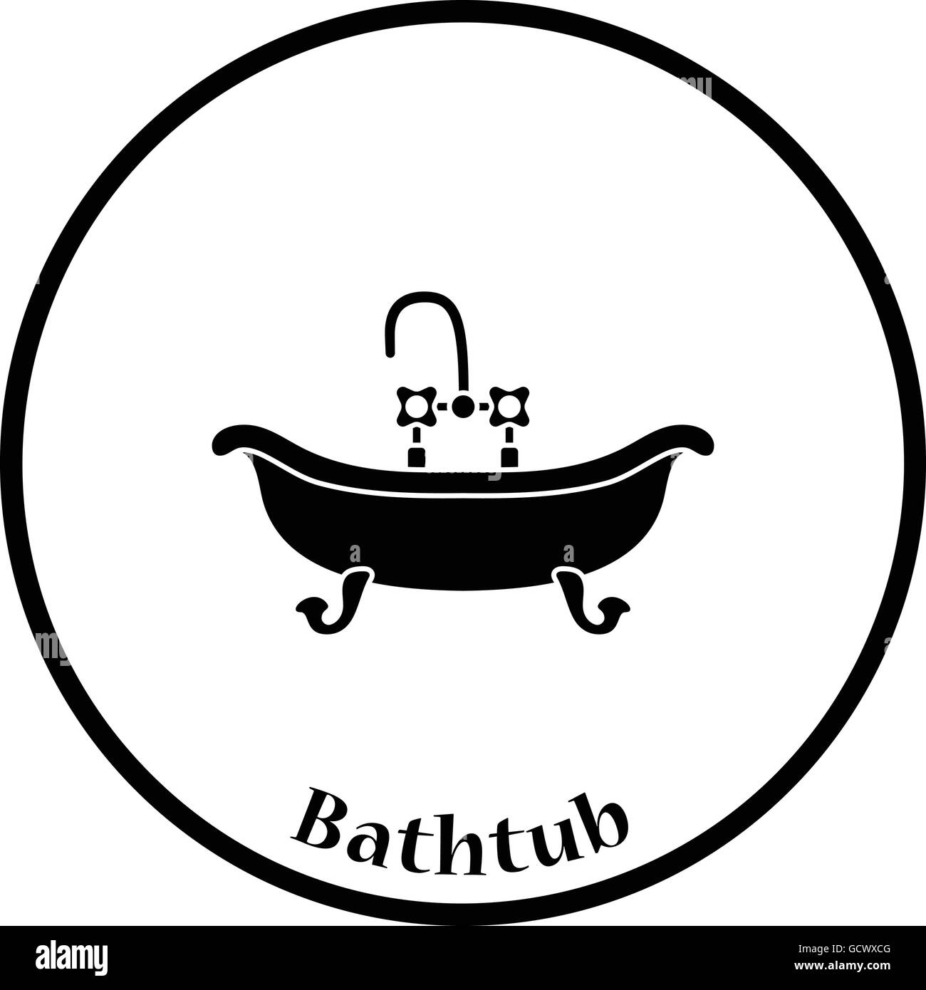 Bathtub icon. Thin circle design. Vector illustration. Stock Vector