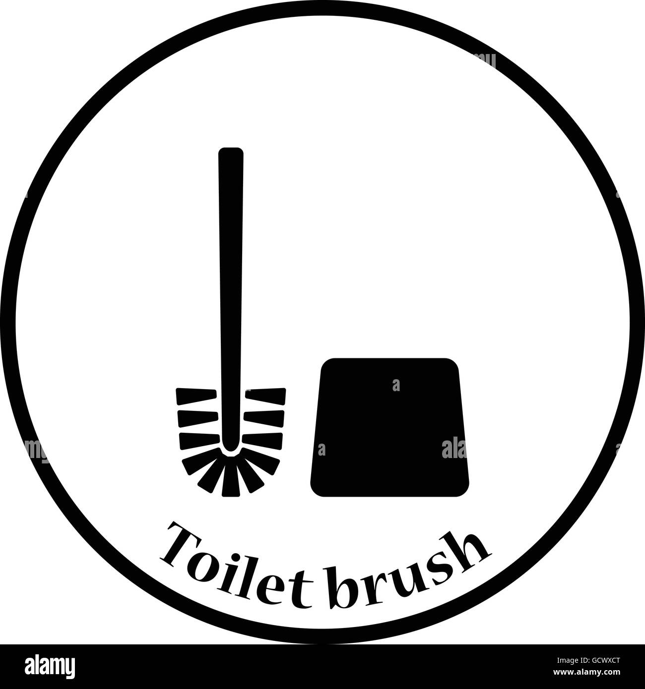 Toilet brush icon. Thin circle design. Vector illustration. Stock Vector