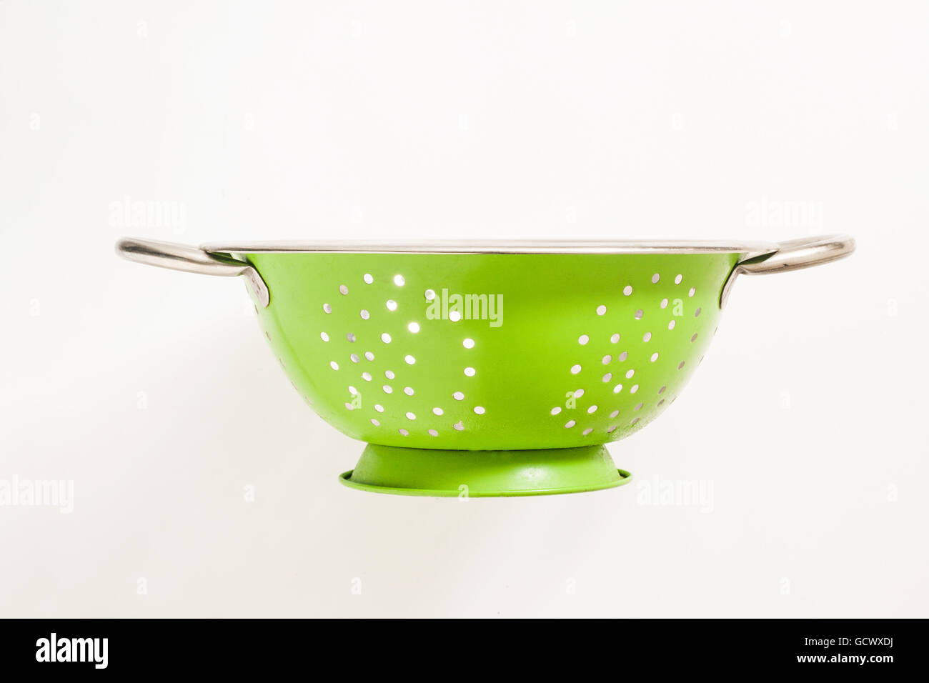 Old green metal colander sieve Stock Photo Alamy