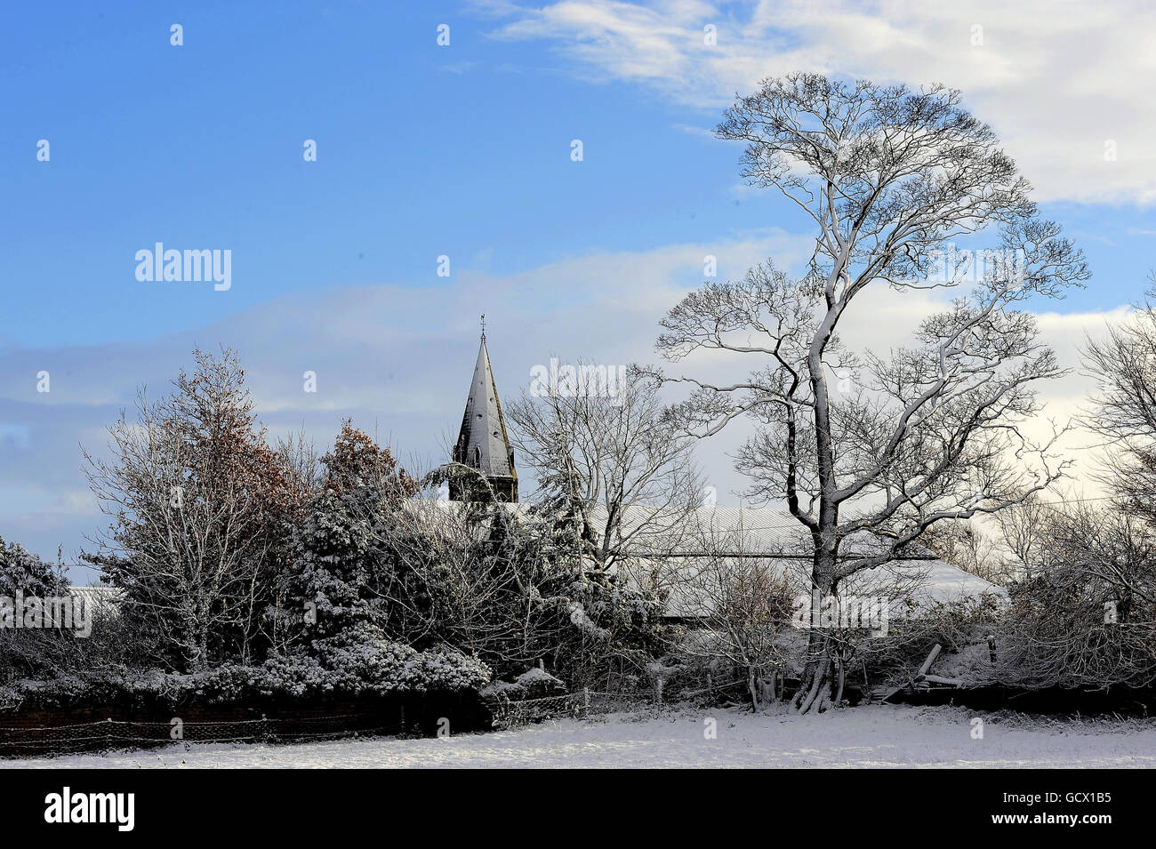 The scene in Malton, North Yorkshire, as more snowfalls are forecast along the east coast of the UK. Stock Photo