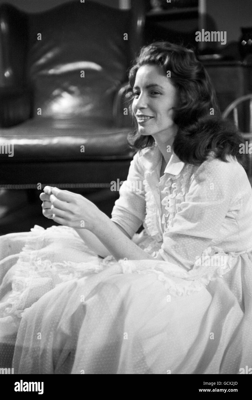 June Carter, photographed at home in 1956. The location is somewhat uncertain, but is most likely Madison Tennessee. Stock Photo