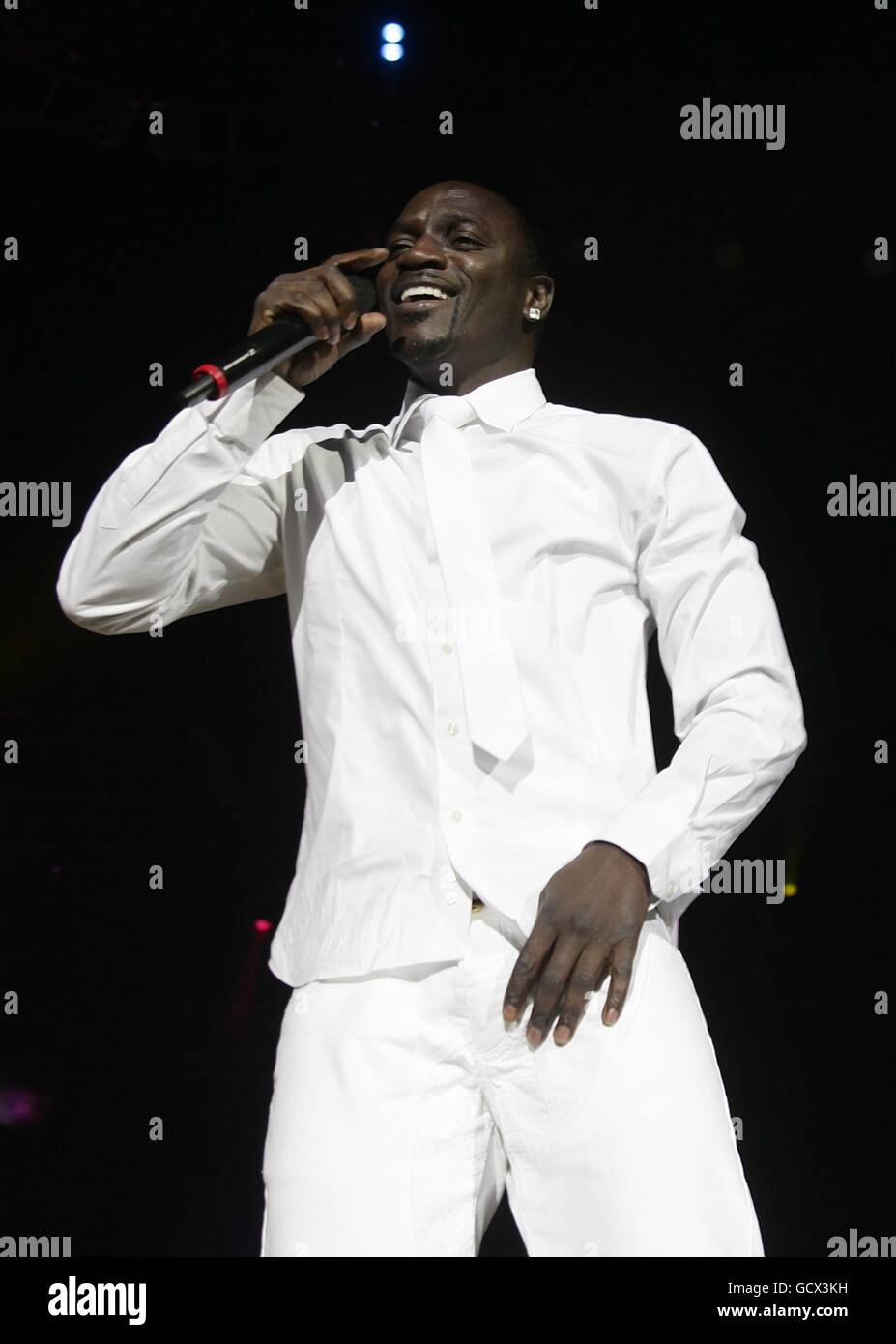 Akon on stage during Capital FM's Jingle Bell Ball at the O2 Arena, London. Stock Photo