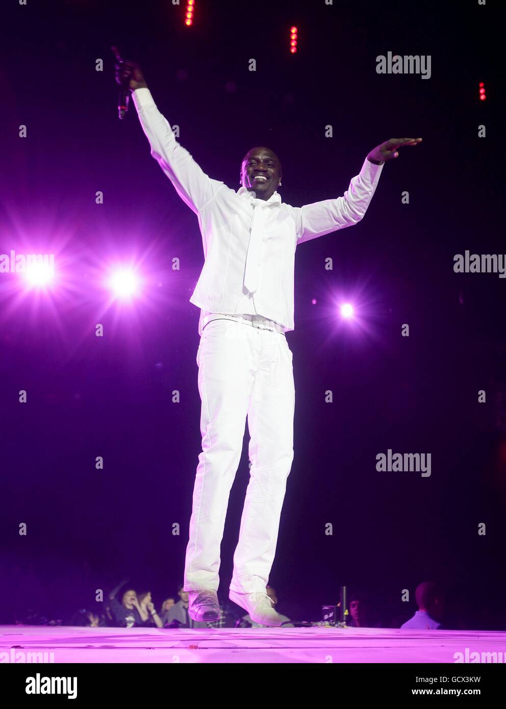 Akon on stage during Capital FM's Jingle Bell Ball at the O2 Arena, London. Stock Photo
