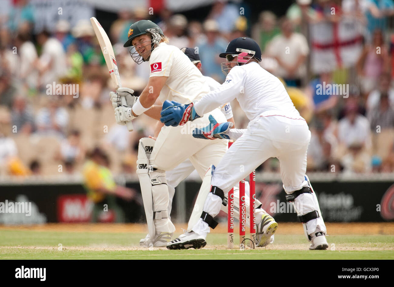 Australias shane bats ashes test adelaide oval in adelaide hires stock