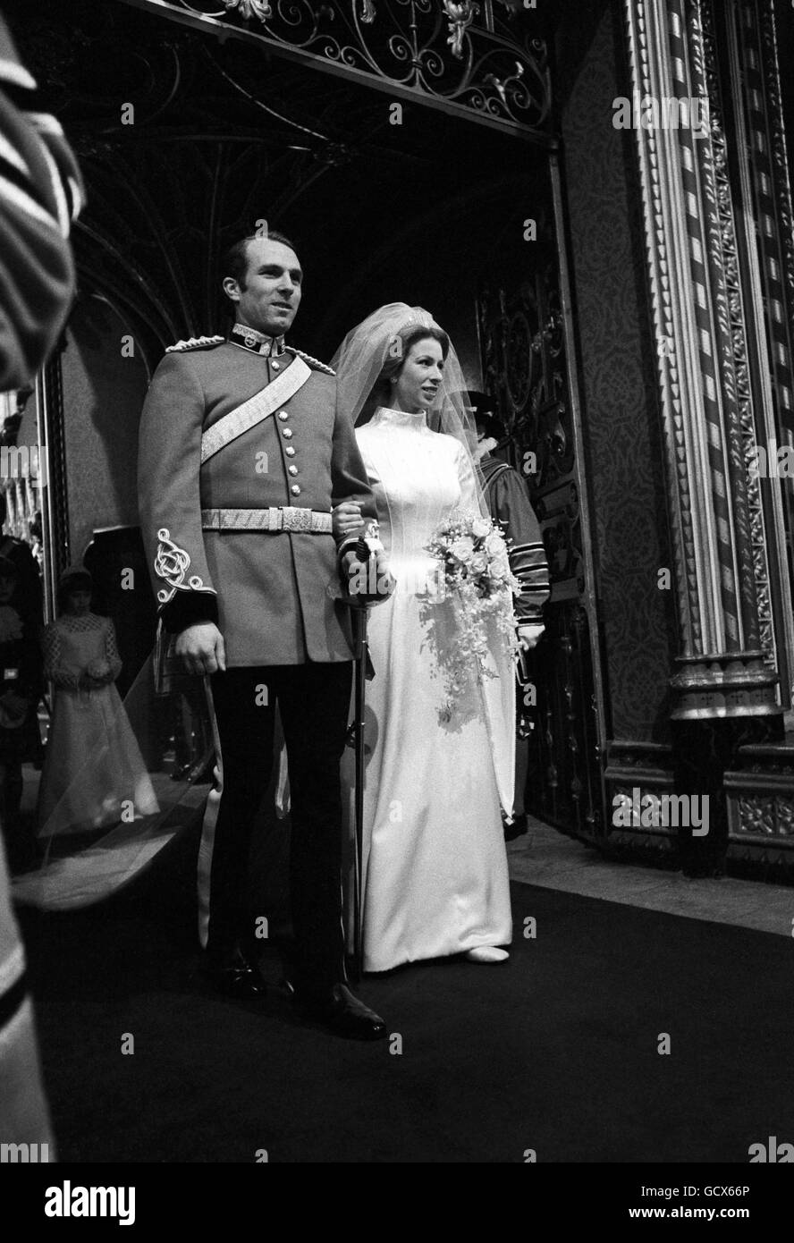 Royalty Princess Anne And Captain Mark Phillips Wedding London Stock Photo Alamy