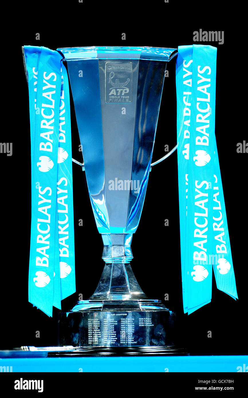 Tennis - Barclays ATP World Tennis Tour Finals - Day Eight - O2 Arena. General view of the men's singles Barclays ATP World Tennis Tour trophy Stock Photo