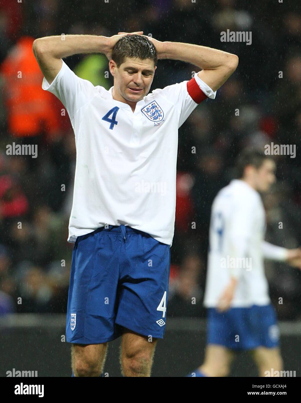 Soccer - International Friendly - England v France - Wembley Stadium. England's Steven Gerrard rues a missed chance Stock Photo