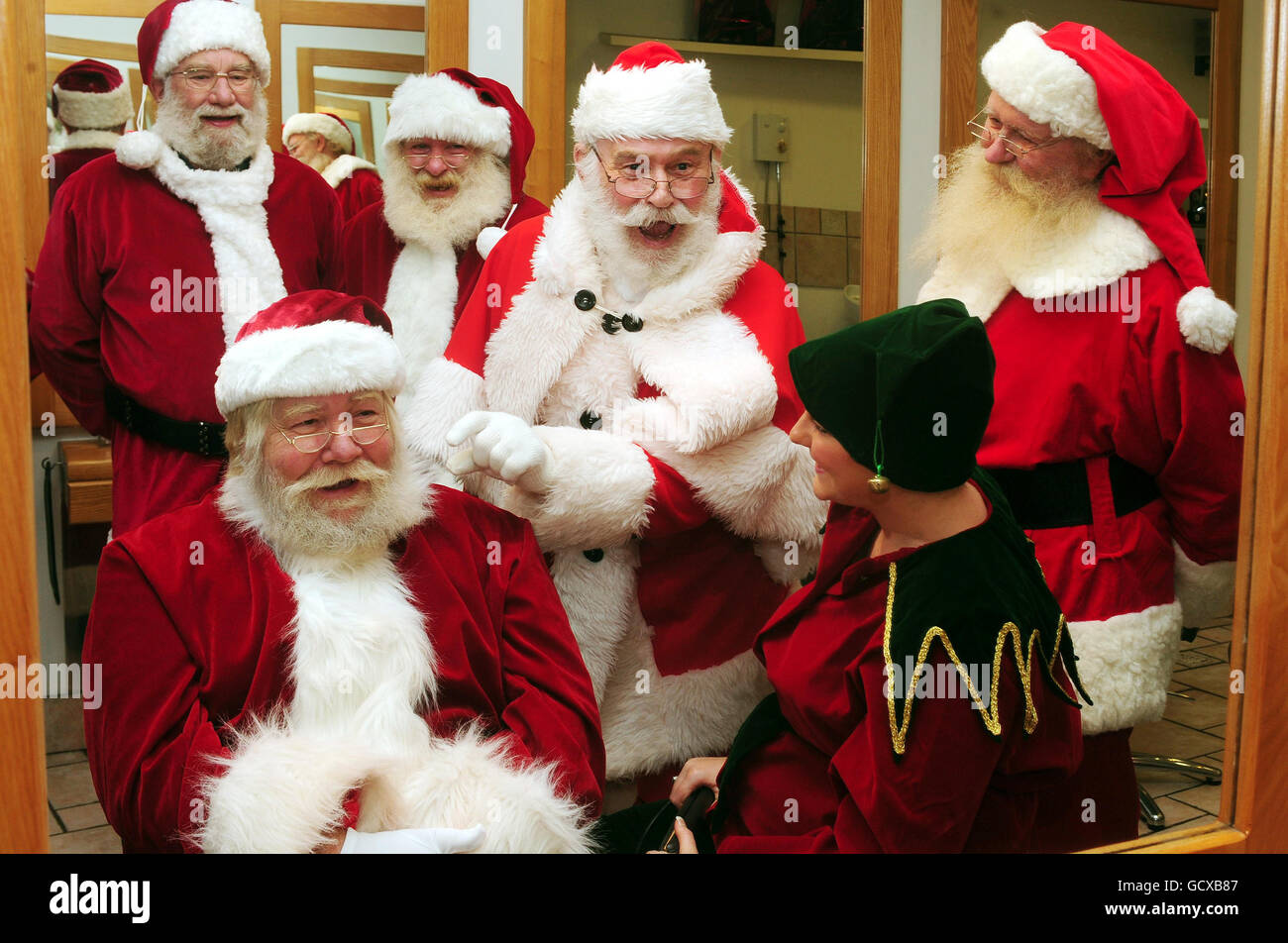 Santa George (Geroge Pickford) has his beard attended by elf Kelly ...