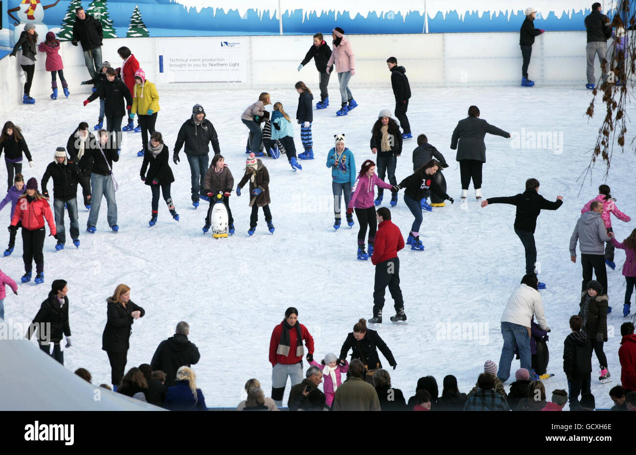 Skaters enjoy Edinburgh's Ice Rink in Princes Street Gardens, after a