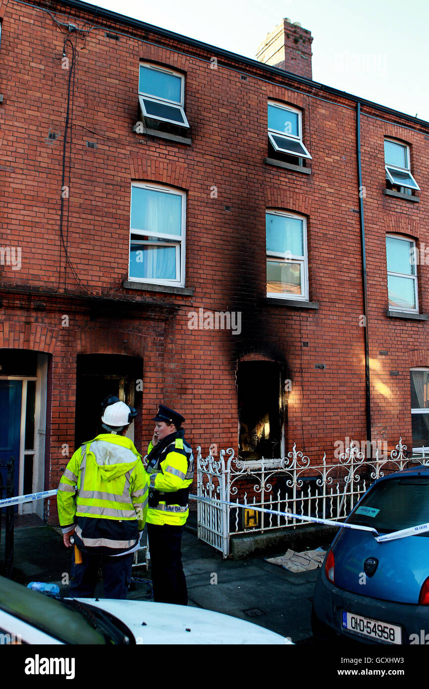 Gardai at the scene of a fire in Cabra Park in Phibsboro, north Dublin ...