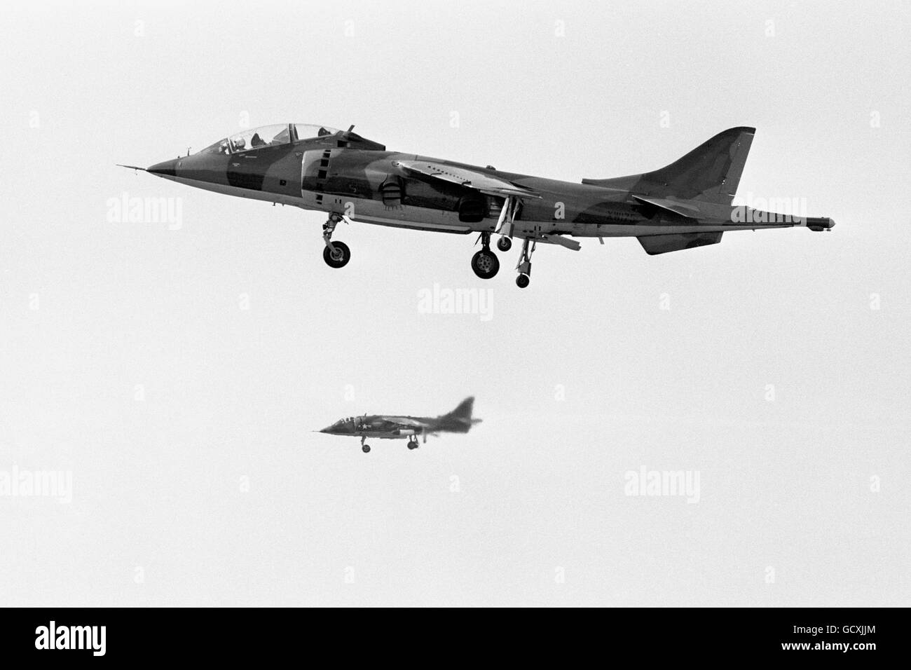 Aviation - Hawker Siddeley Harrier. A Hawker Siddeley Harrier jump jet in flight. Stock Photo