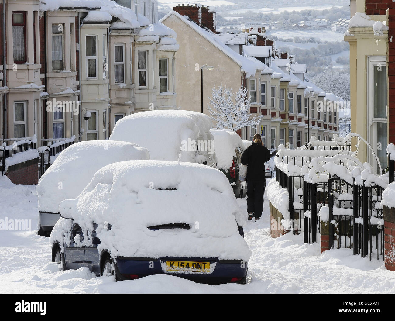 Roads around Newcastle were blocked by deep snow today following another night of heavy