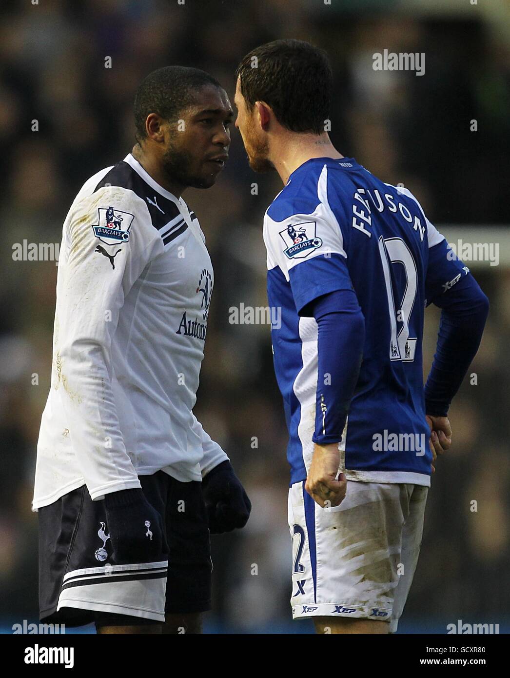 Tottenham Hotspur S Wilson Palacios Left Argues With Birmingham City S Barry Ferguson Right Before Being Shown The Yellow Card Stock Photo Alamy