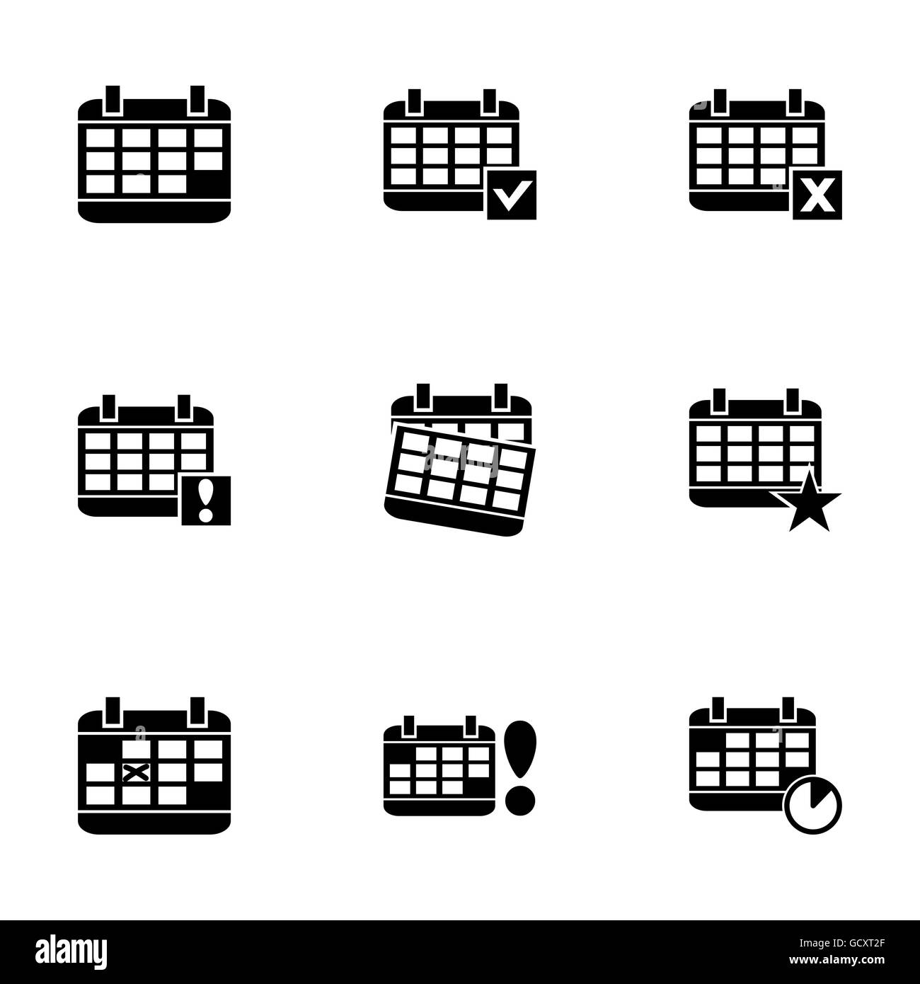 Vector black calendar icon set Stock Vector Image & Art - Alamy