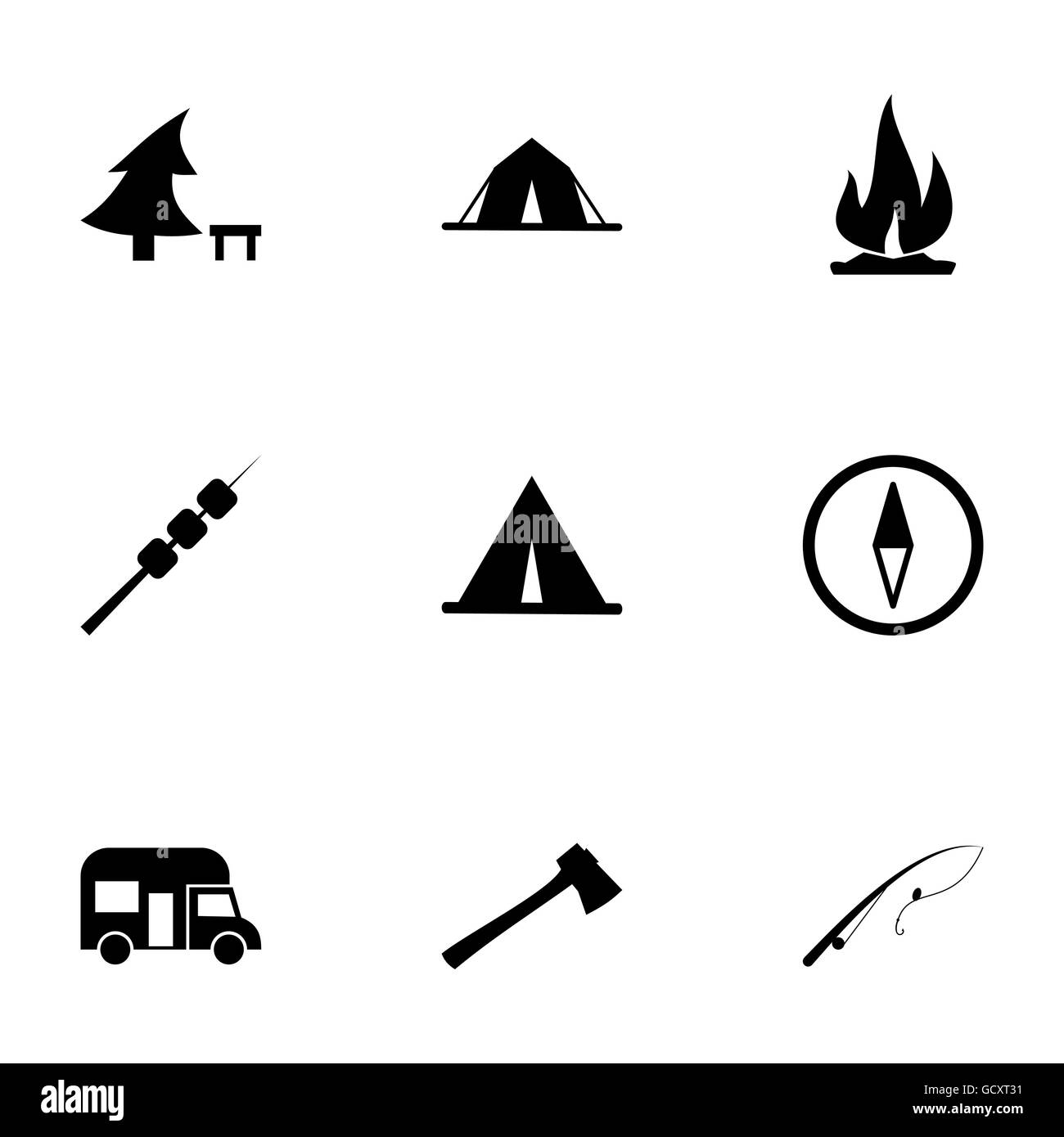 Vector black camping icon set Stock Vector Image & Art - Alamy