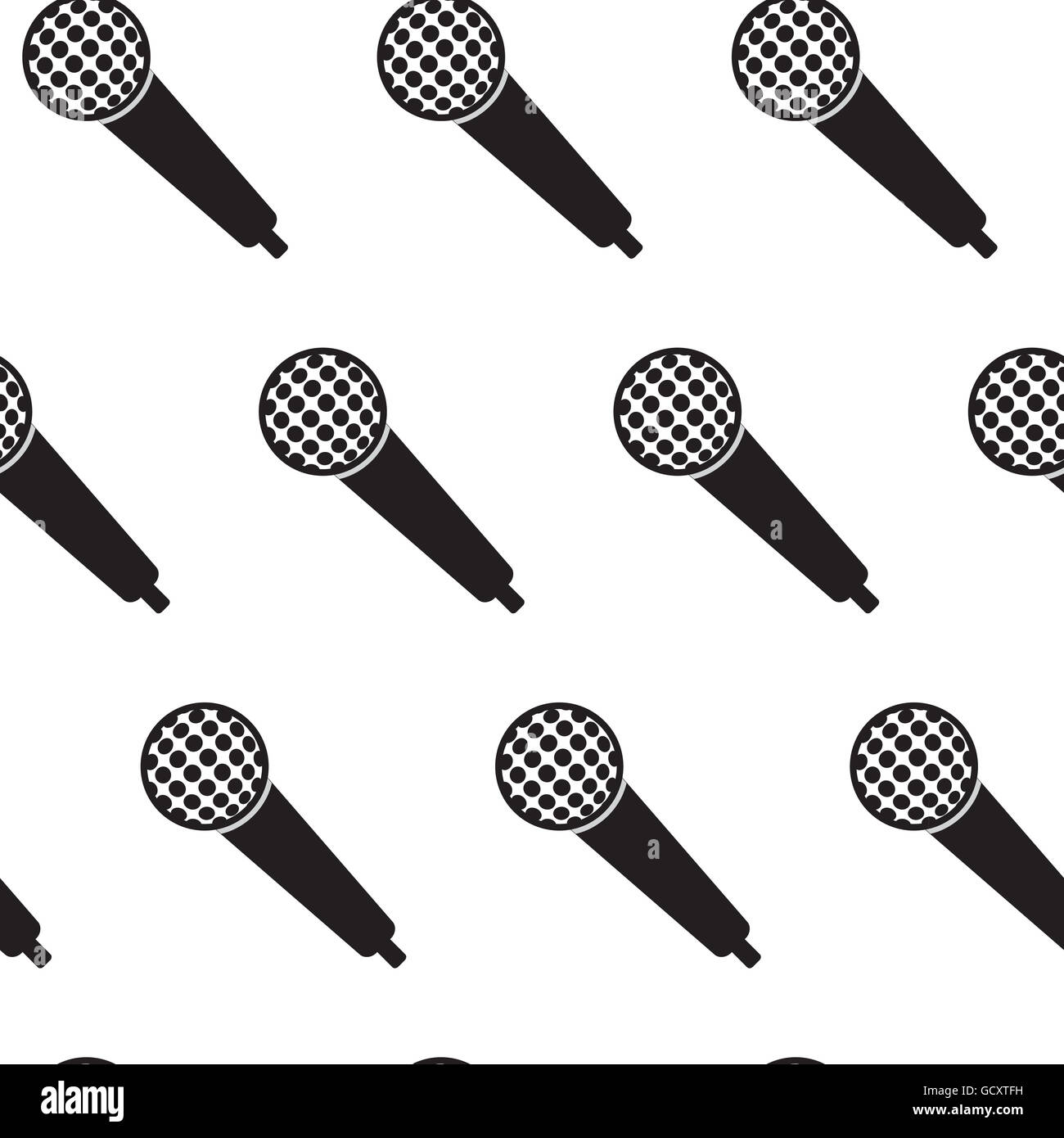 Seamless monochrome pattern vintage microphone. Microphone pattern for