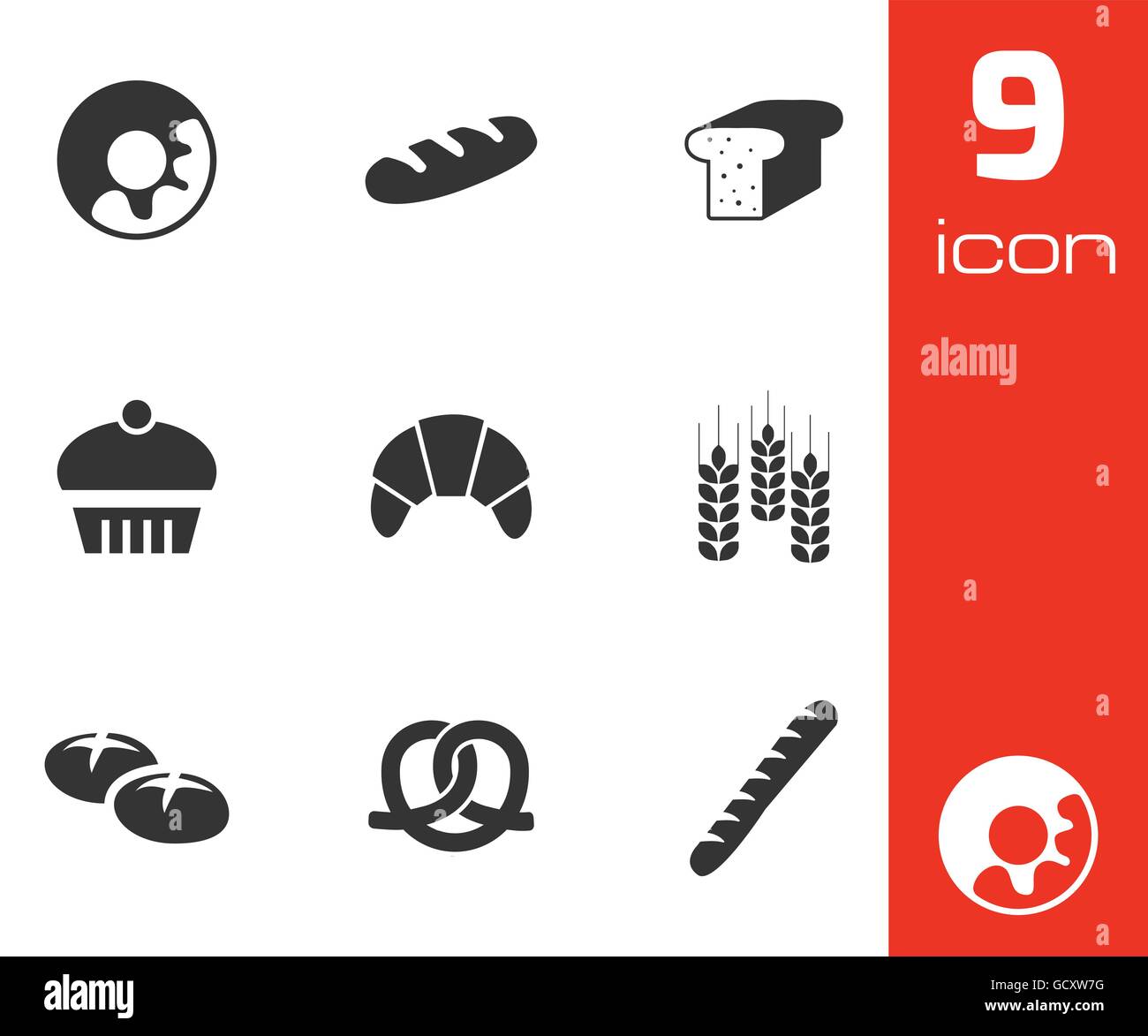 Vector black bakery icons set Stock Vector Image & Art - Alamy