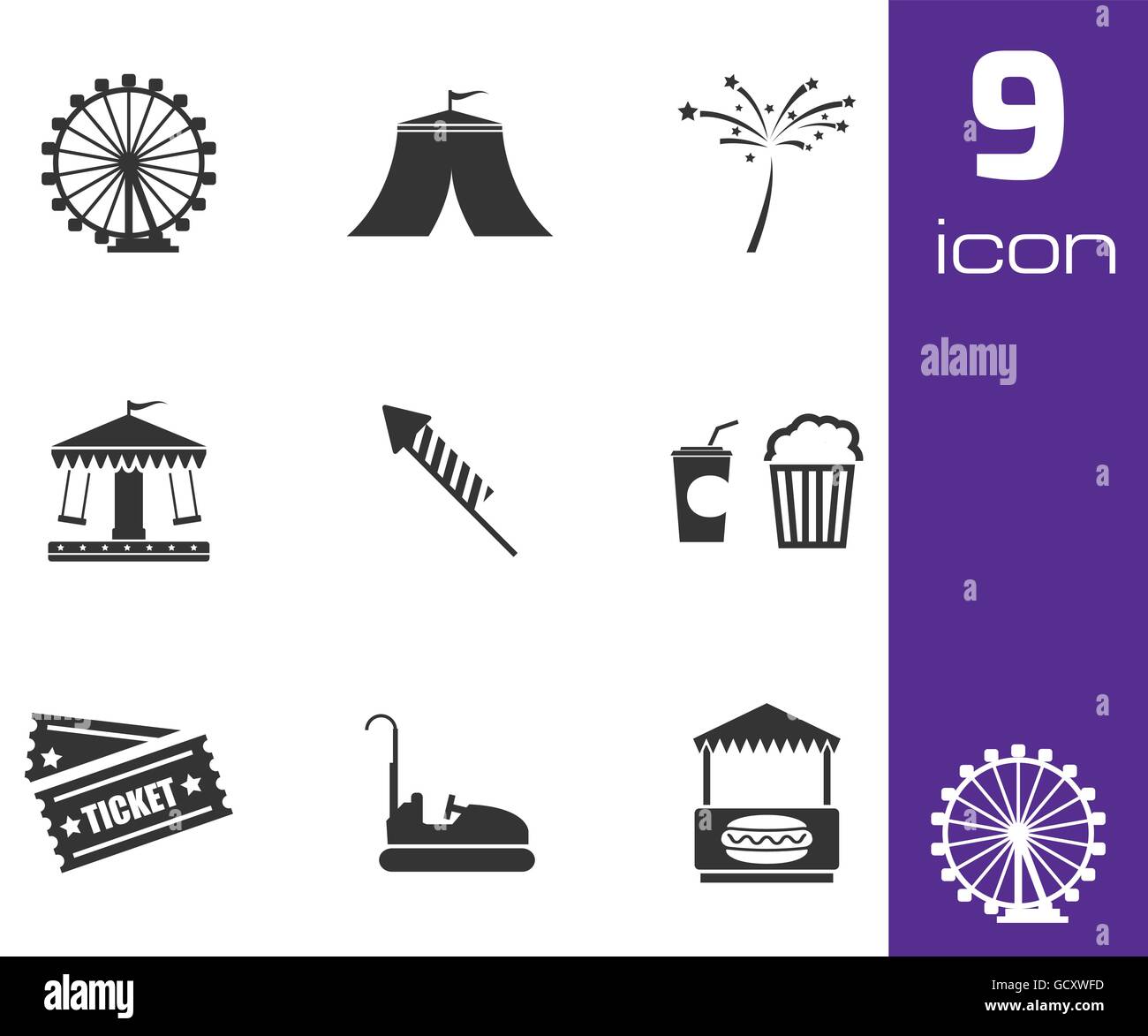 Vector black carnival icons set Stock Vector Image & Art - Alamy
