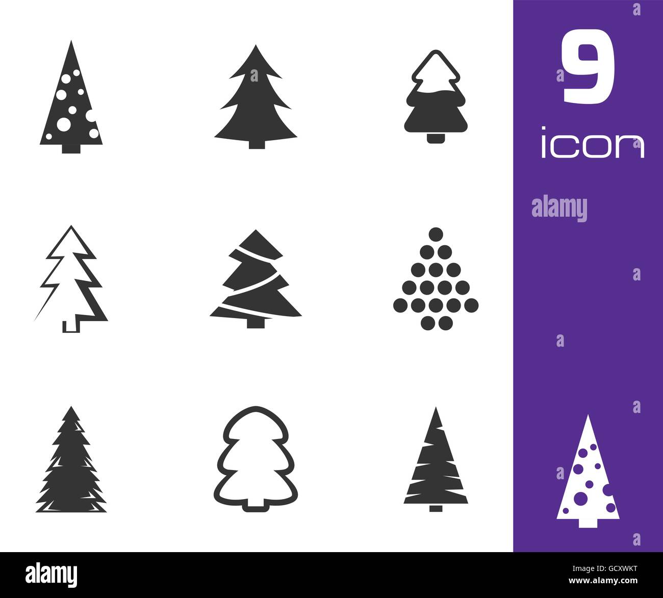 Vector black christmas tree icons set Stock Vector Image & Art - Alamy