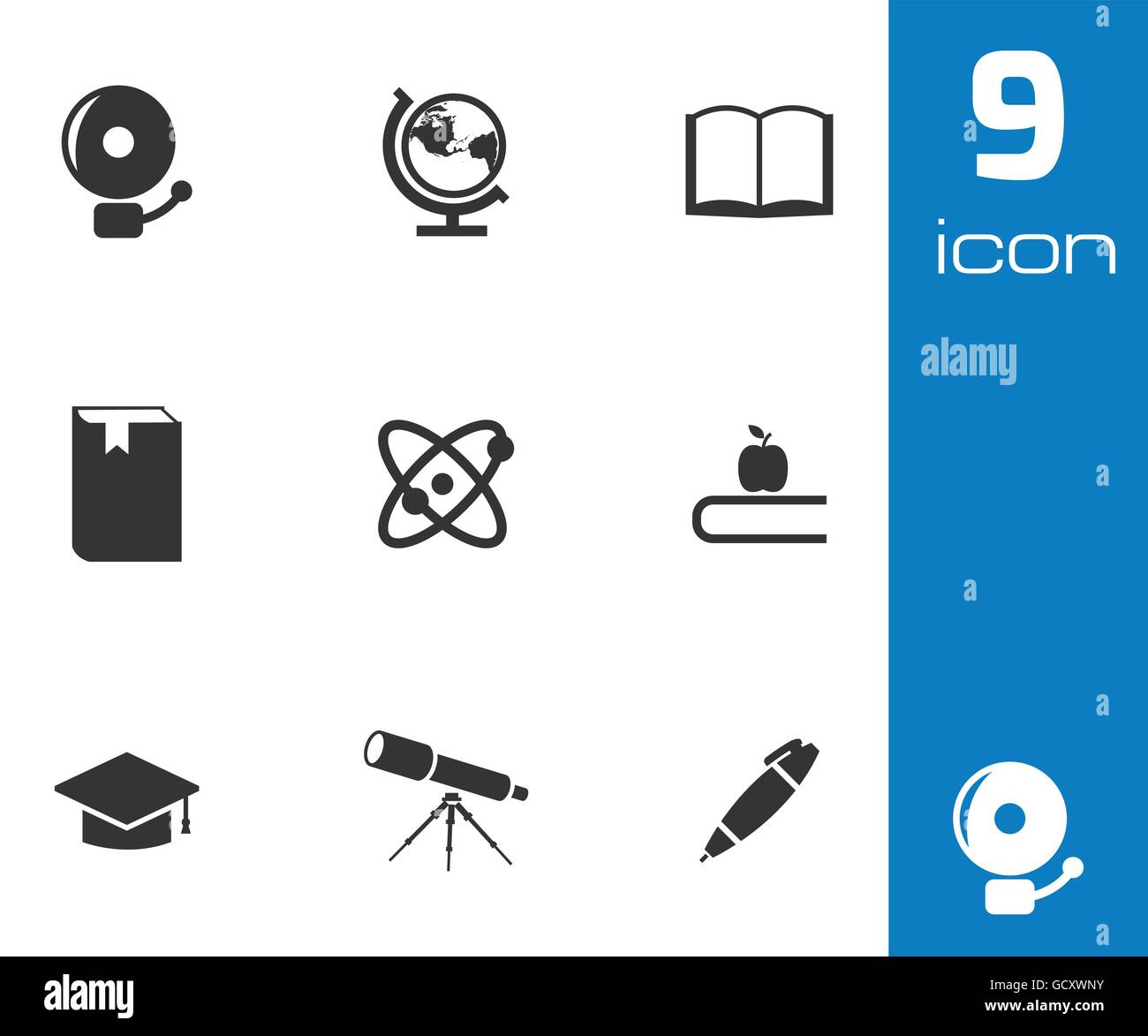 Vector black education icons set Stock Vector Image & Art - Alamy