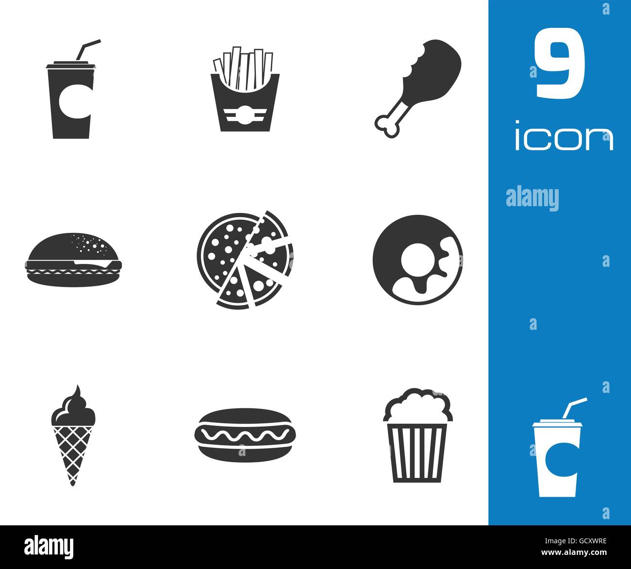 Vector black fast food icons set Stock Vector Image & Art - Alamy