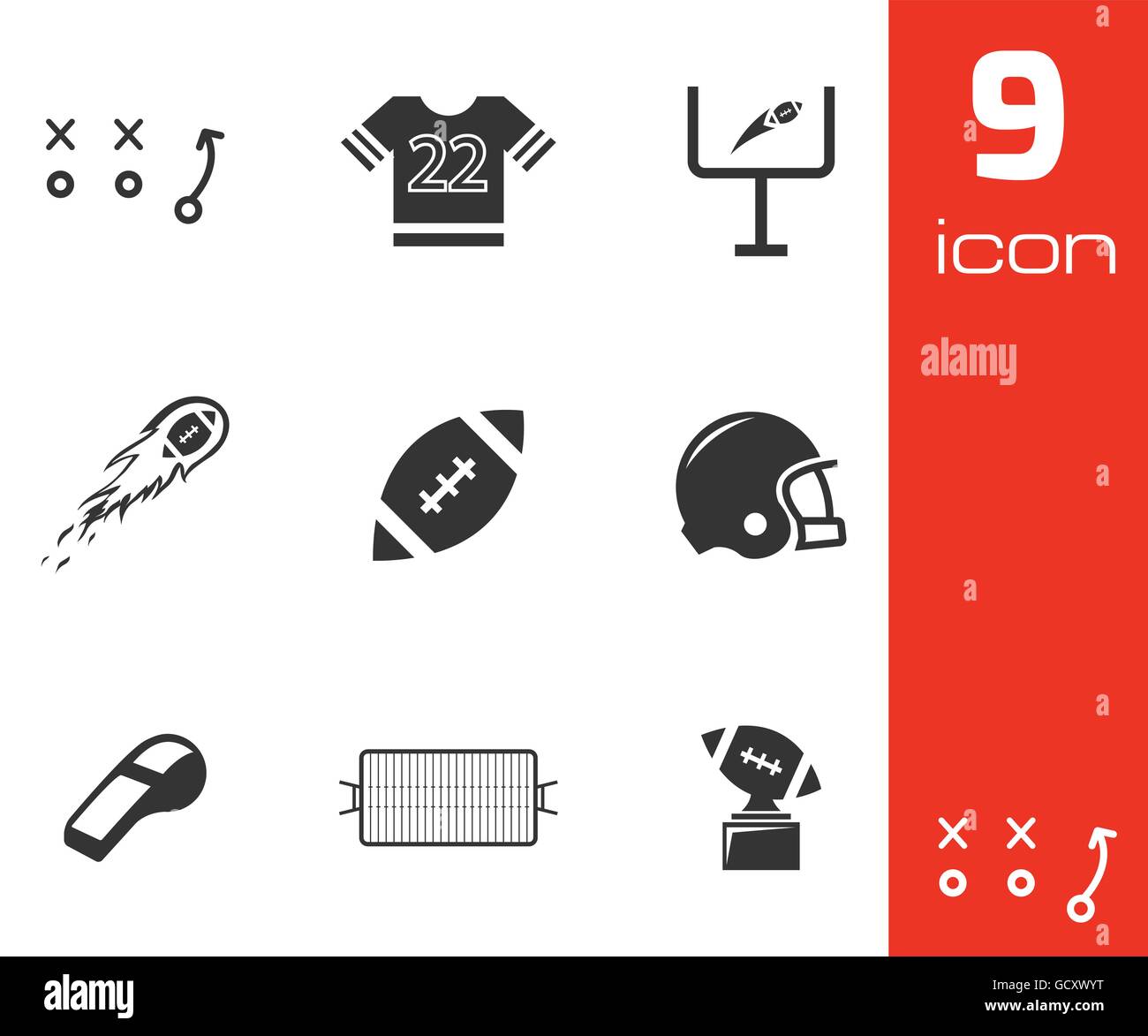 Vector black football icons set Stock Vector Image & Art - Alamy