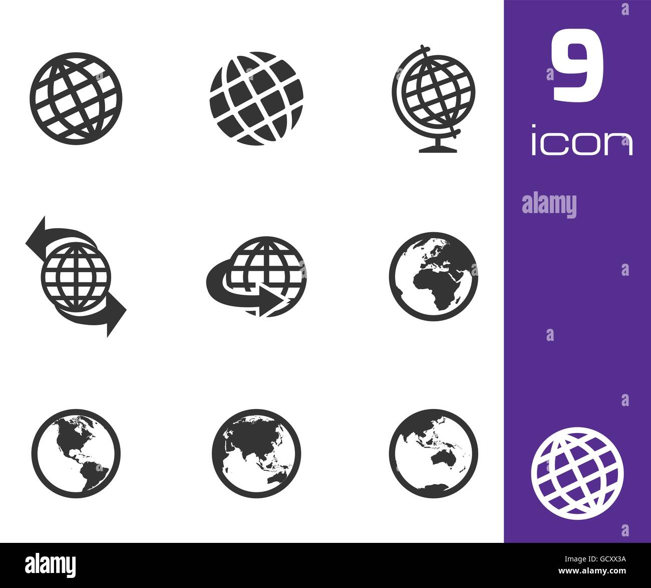 Vector black globe icons set Stock Vector Image & Art - Alamy