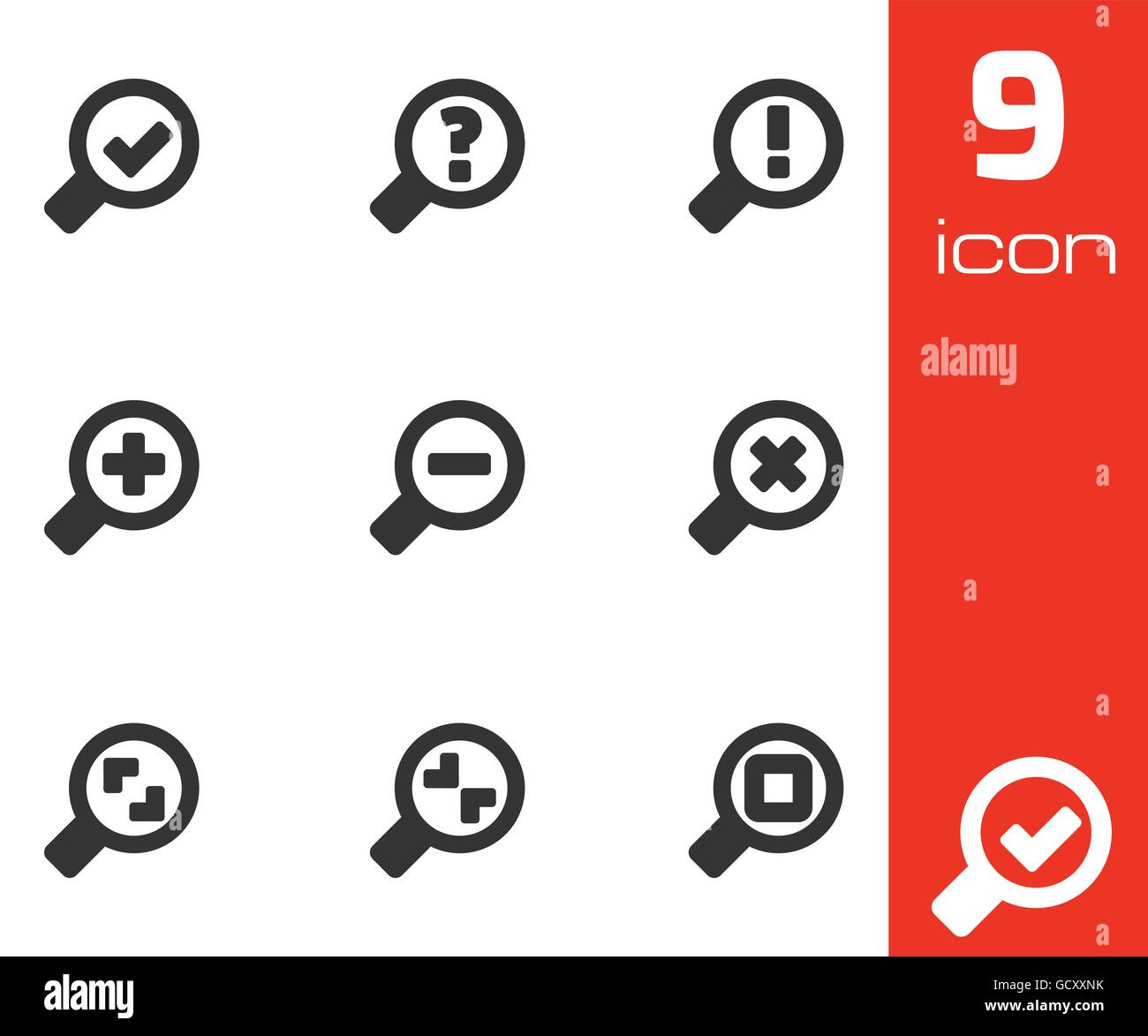Vector black magnifying glass icons set Stock Vector Image & Art Alamy
