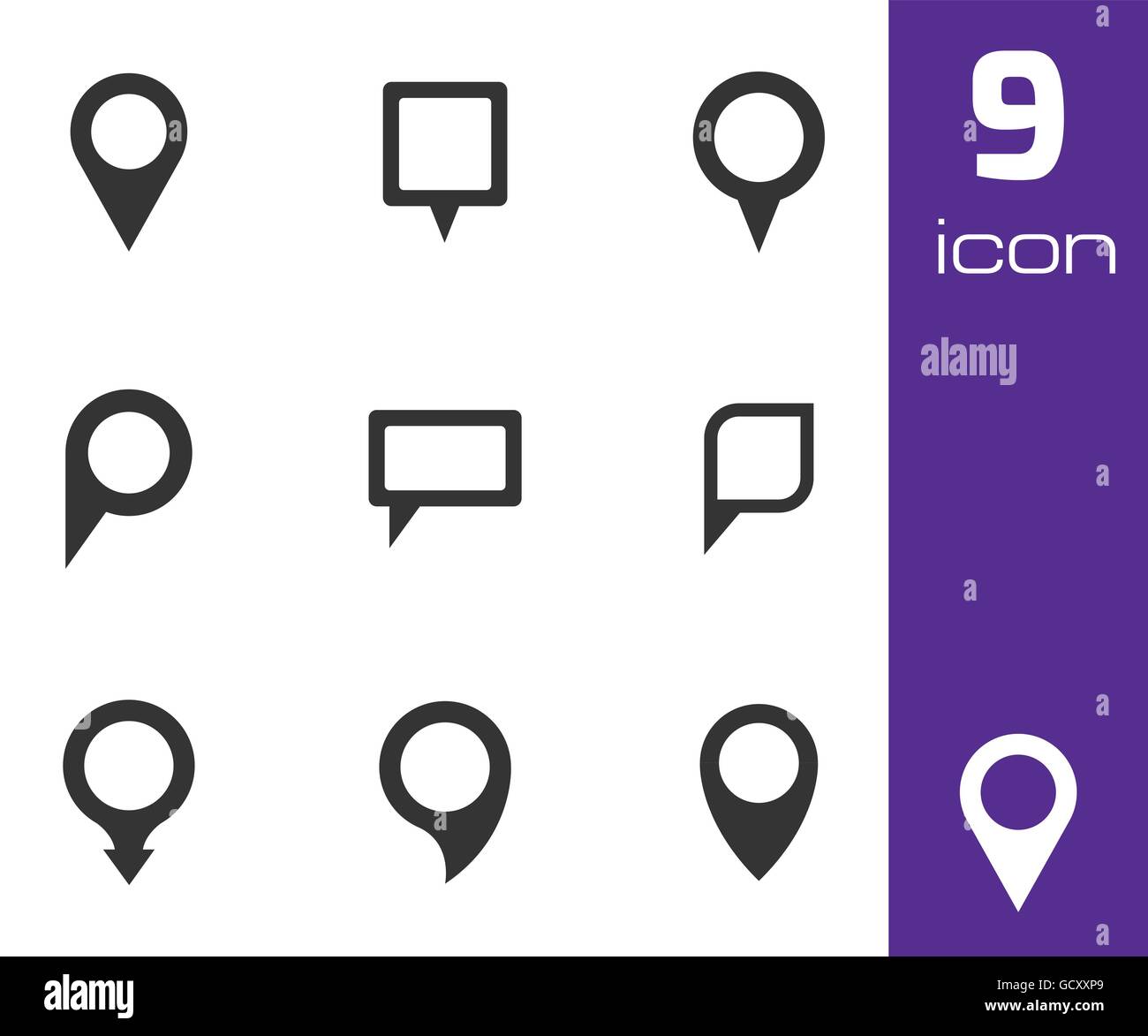 Vector black map pointer icons set Stock Vector Image & Art - Alamy