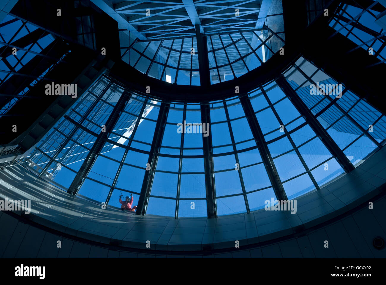 Window cleaner on skyscraper, Osaka, Japan, Asia Stock Photo Alamy