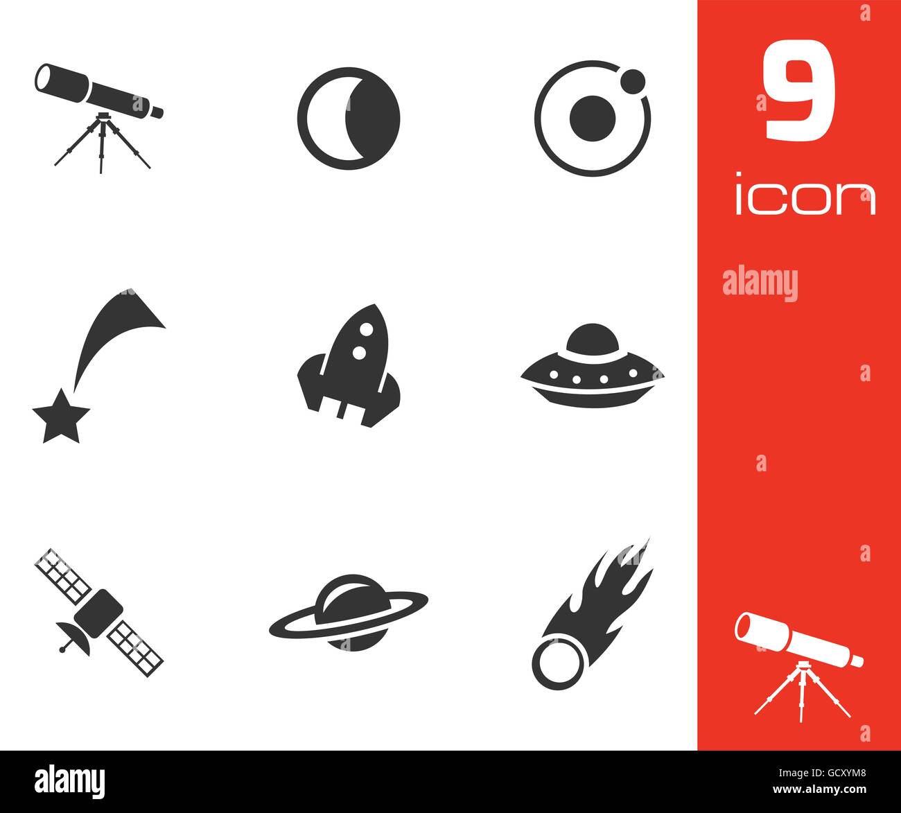 Vector black space icons set Stock Vector Image & Art - Alamy