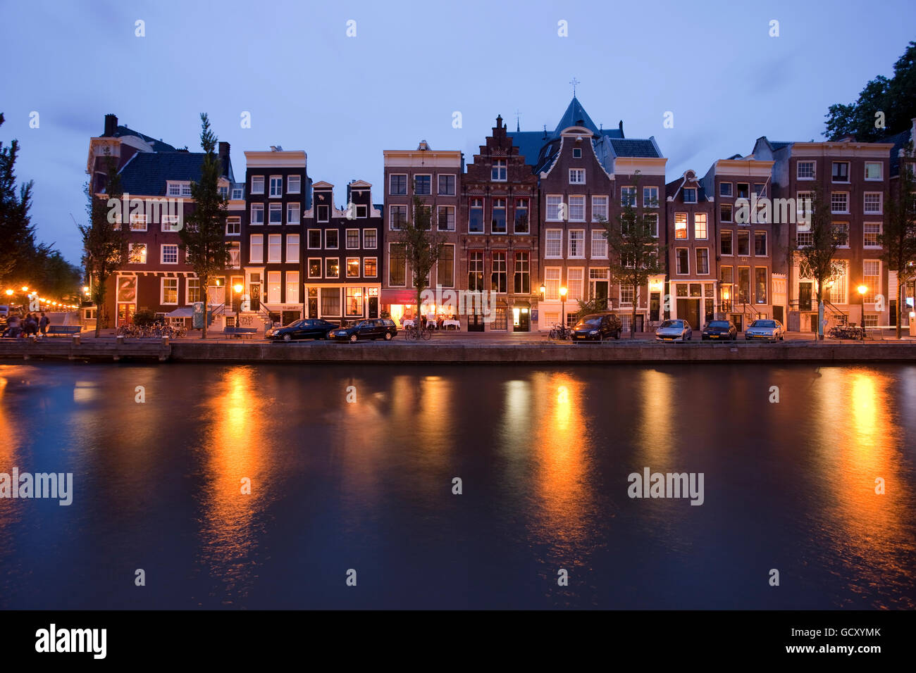 Canal houses in the evening on the Herengracht canal, Amsterdam, Holland, Netherlands, Europe Stock Photo