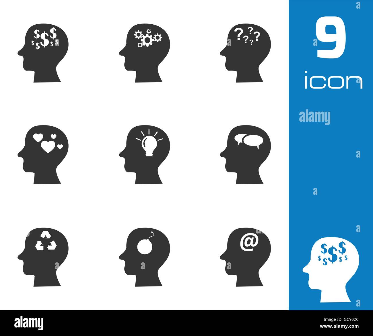 Vector black thoughts icons set Stock Vector Image & Art - Alamy
