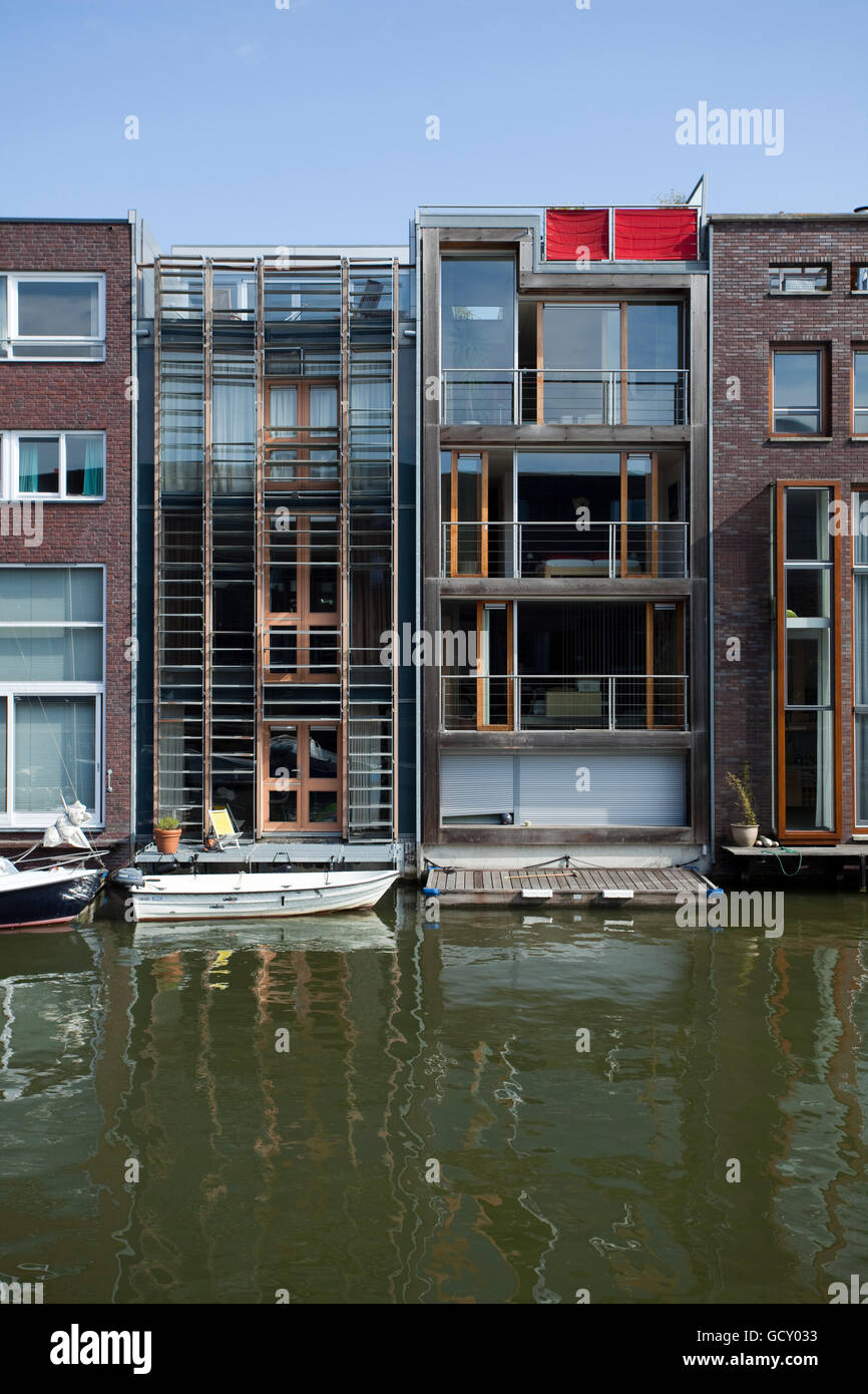 Modern canal houses on Borneo island, Amsterdam, Holland region, Netherlands, Europe Stock Photo