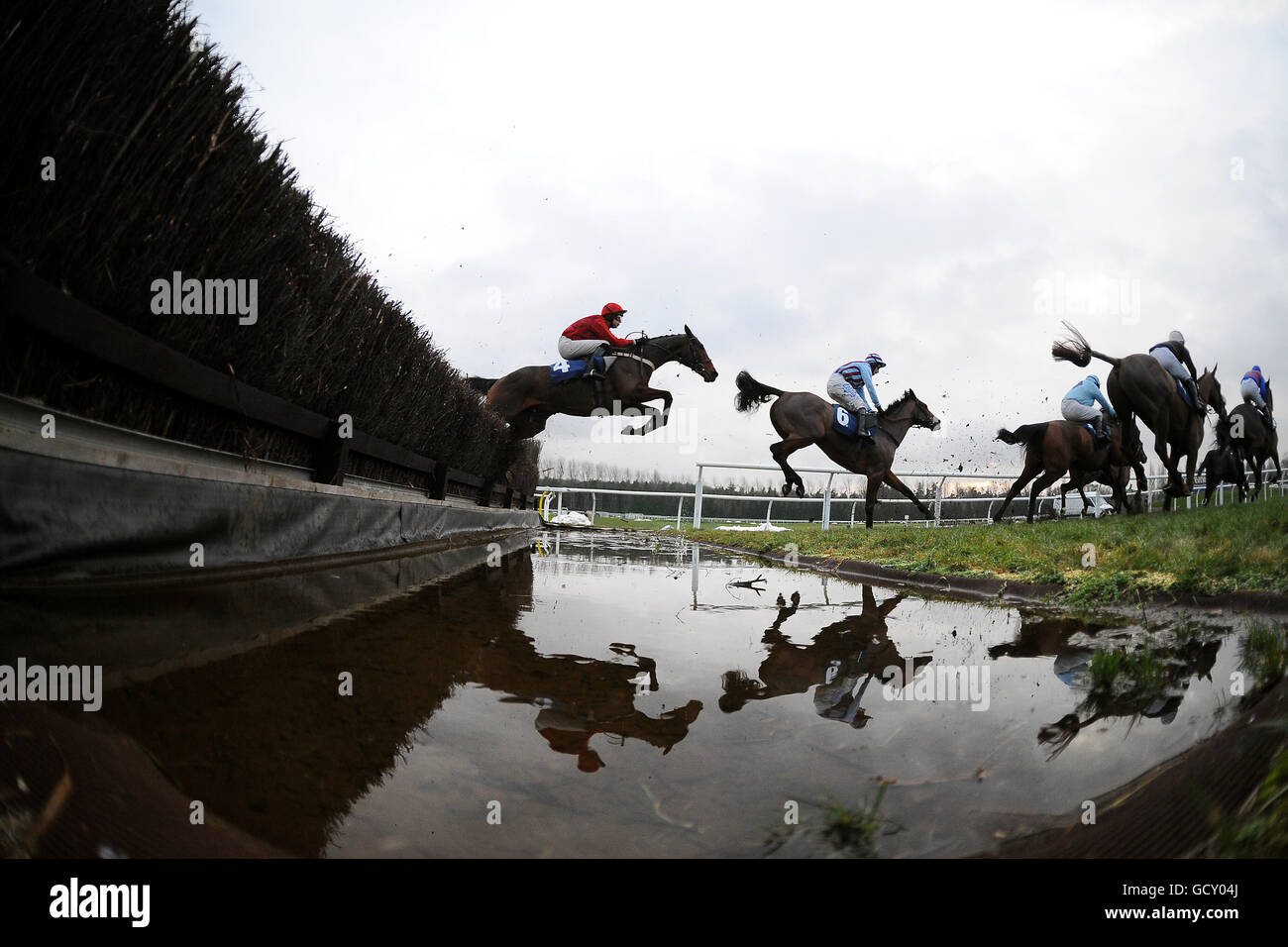 Horse Racing Christmas Party Day Newbury Racecourse Stock Photo Alamy